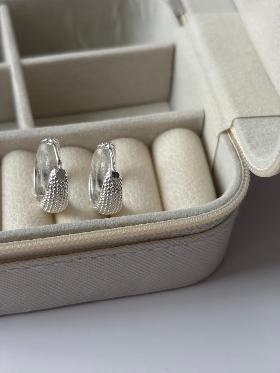 Brinco de prata 925 - Argola click bolinha