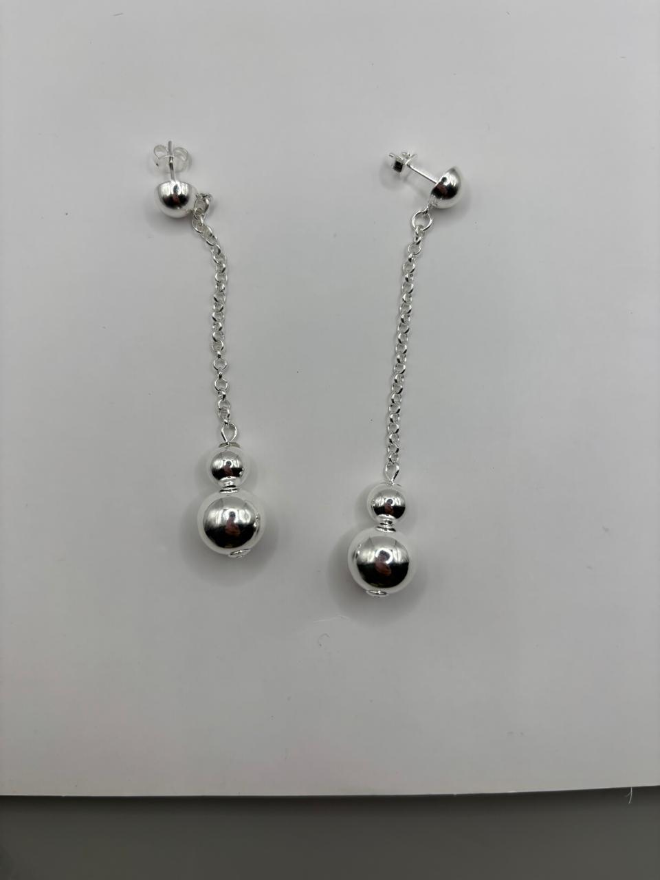 Brinco de prata 925 - Bola com corrente