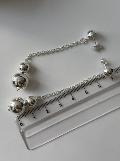 Brinco de prata 925 - Bola com corrente