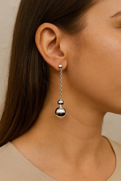 Brinco de prata 925 - Bola com corrente