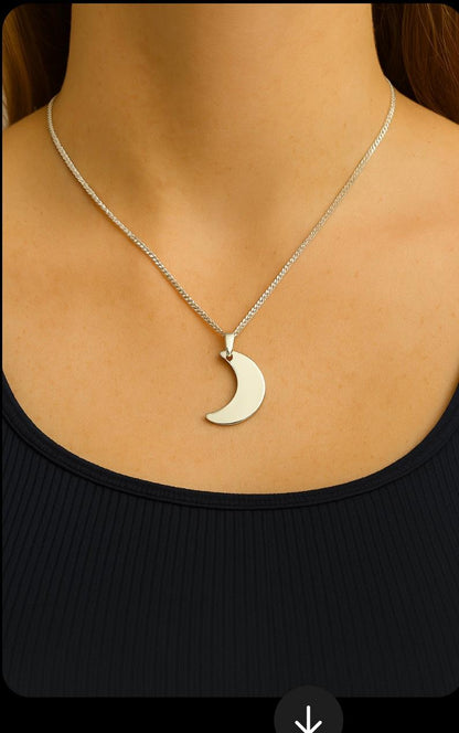 Colar de Prata 925 - Colar Veneziana Meia Lua