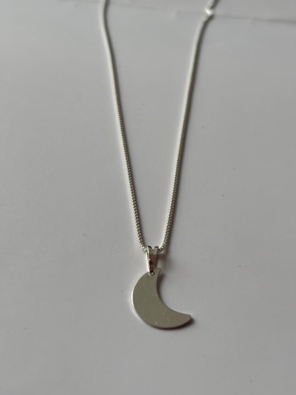 Colar de Prata 925 - Colar Veneziana Meia Lua