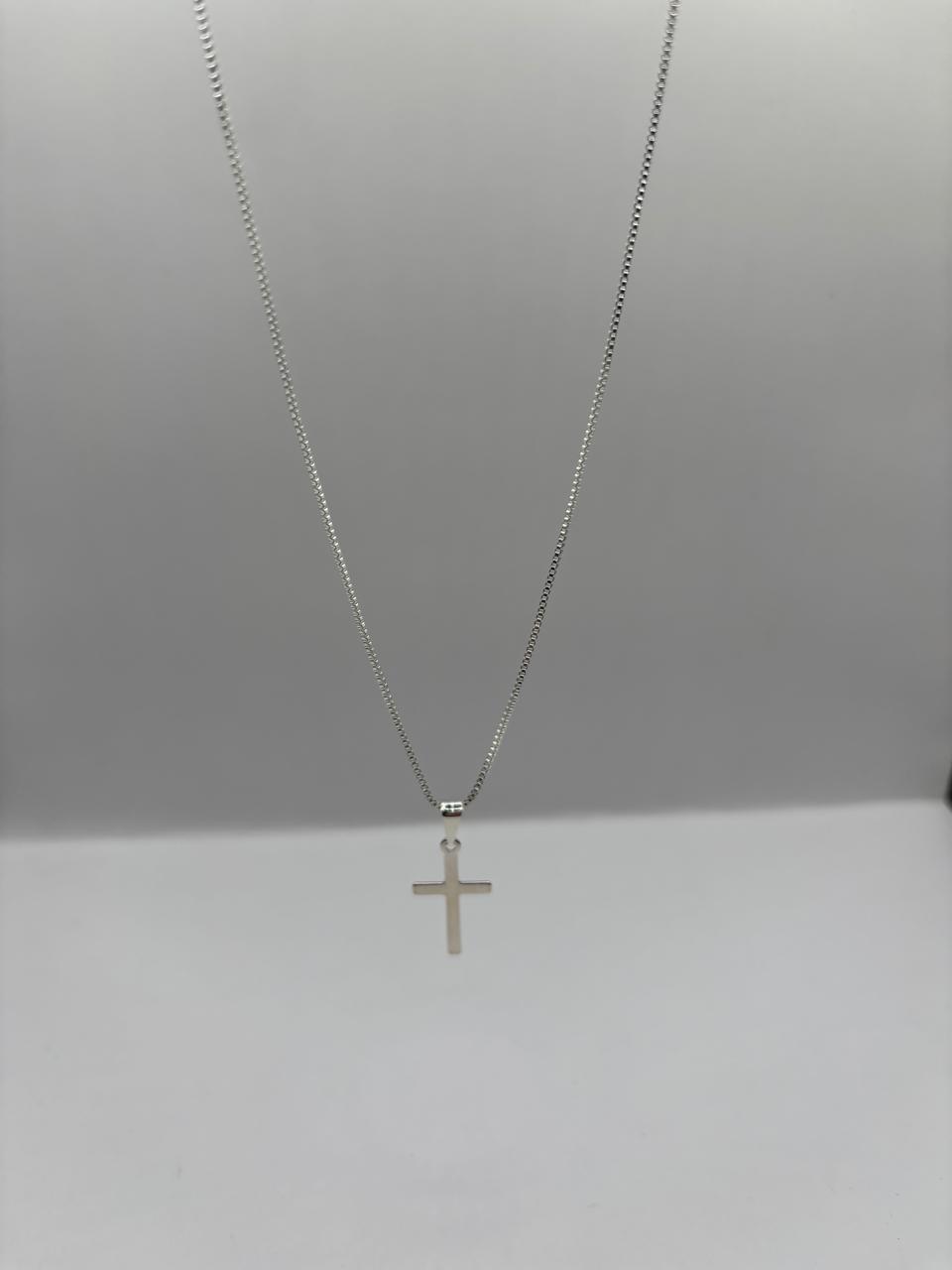 Colar de Prata 925 - Colar Veneziana com Pigente Cruz