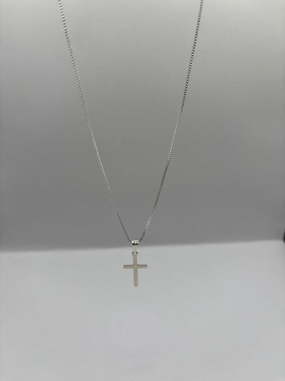 Colar de Prata 925 - Colar Veneziana com Pigente Cruz