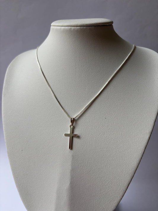 Colar de Prata 925 - Colar Veneziana com Pigente Cruz