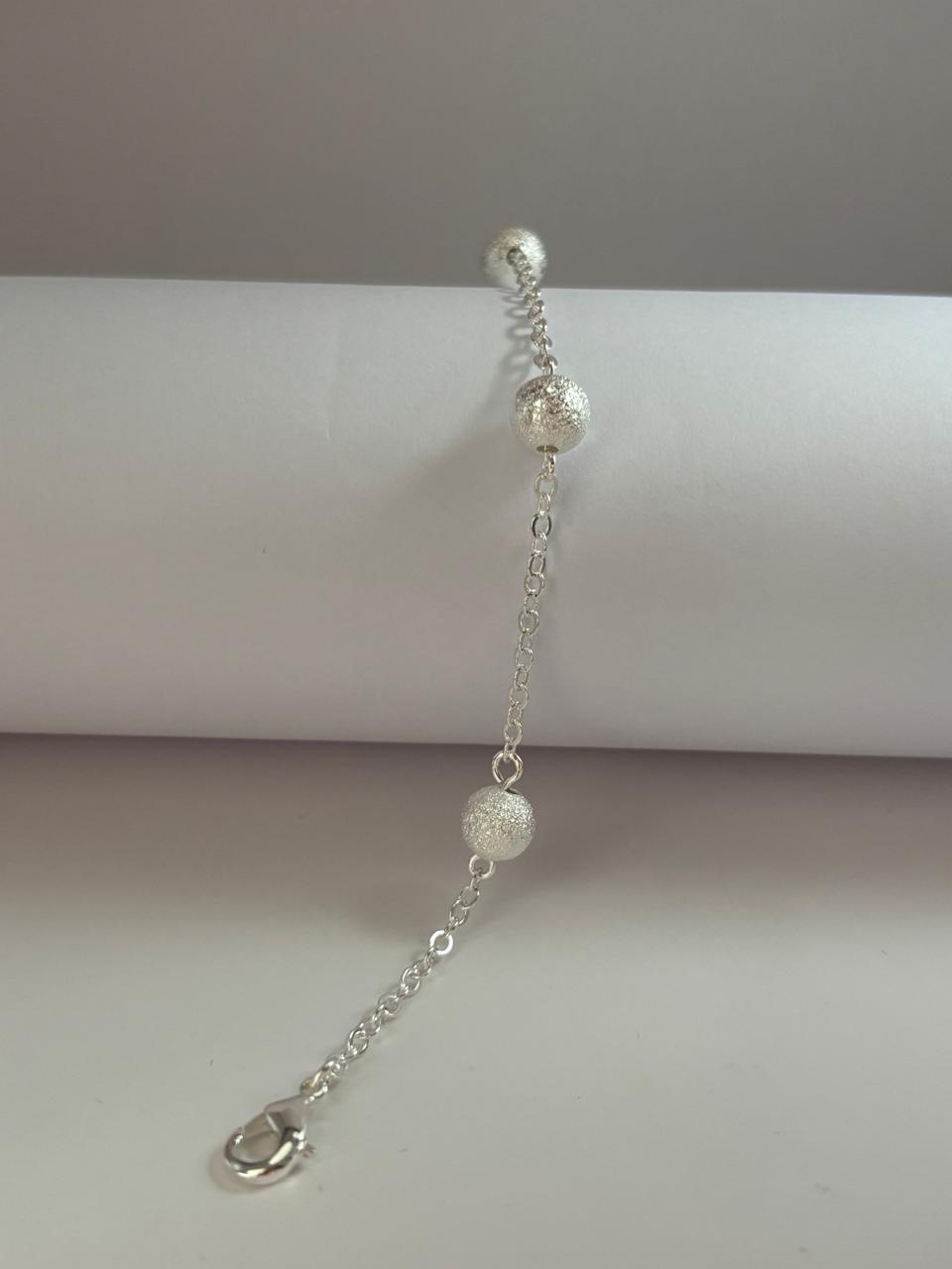 Pulseira de Prata 925 - Bola Fosco