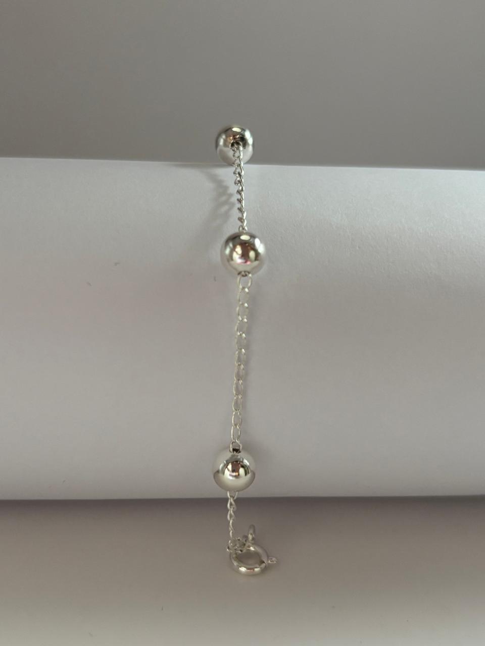 Pulseira de Prata 925 - Cadeado Bola Grande