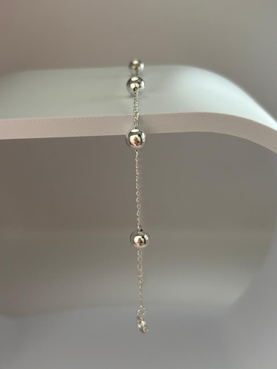 Pulseira de Prata 925 - Cadeado Bola Grande