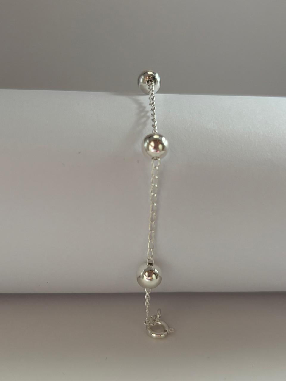 Pulseira de Prata 925 - Cadeado Bola Grande