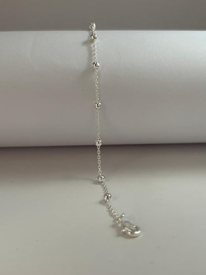 Pulseira de Prata 925 - Cadeado Bolinha