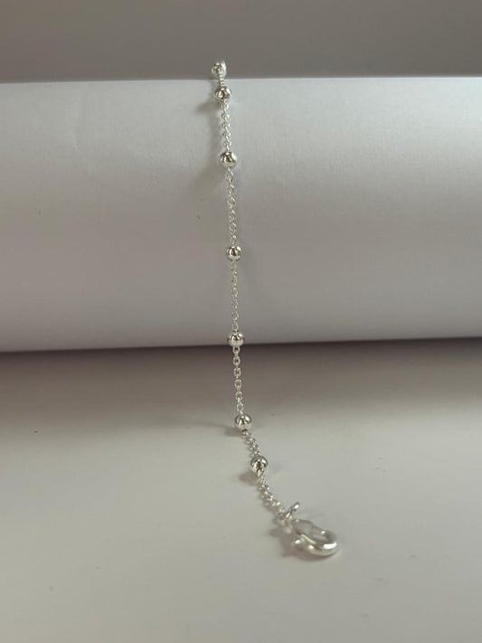 Pulseira de Prata 925 - Cadeado Bolinha