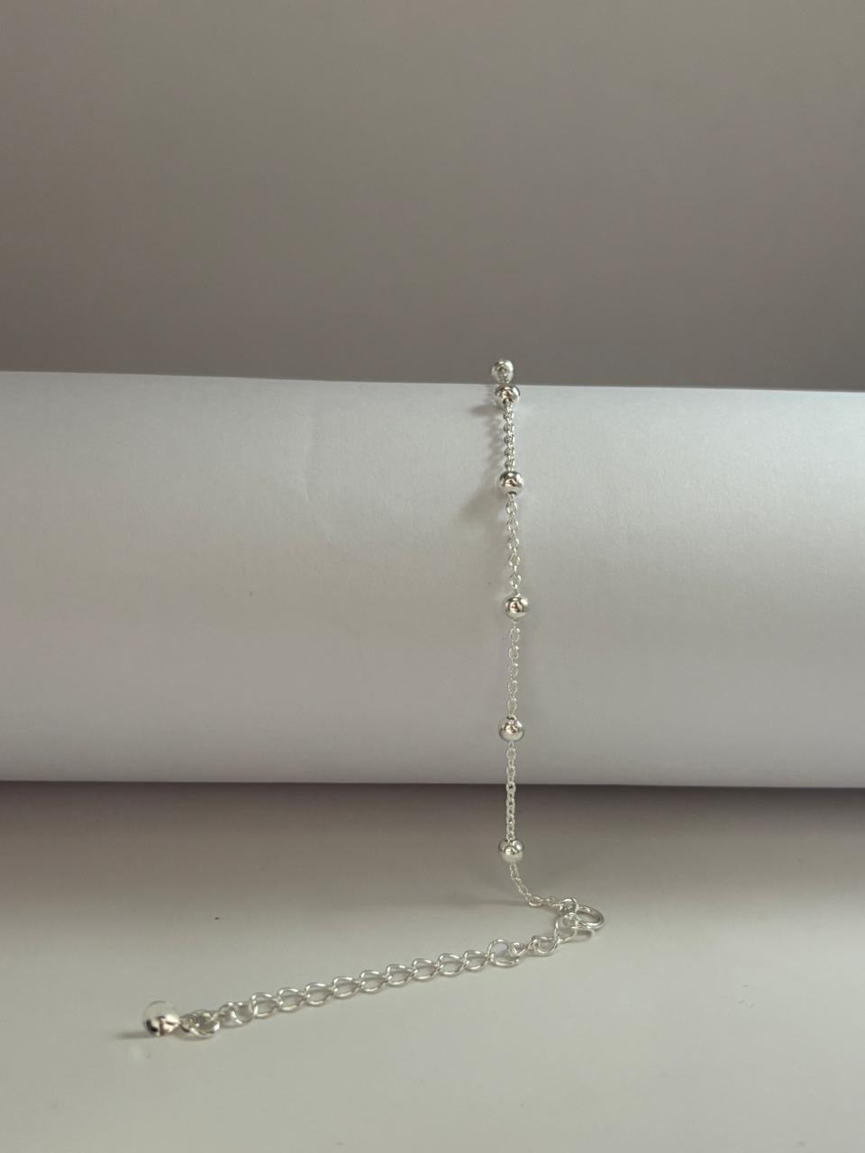 Pulseira de Prata 925 - Cadeado Bolinha