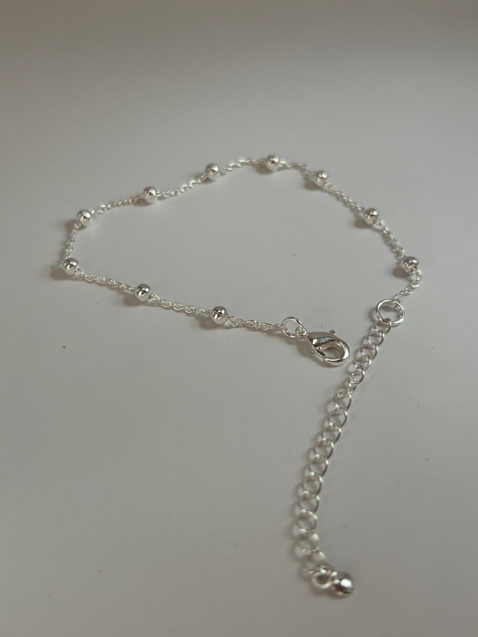 Pulseira de Prata 925 - Cadeado Bolinha